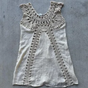 American Vintage Women's Cream and Tan Casual-dresses