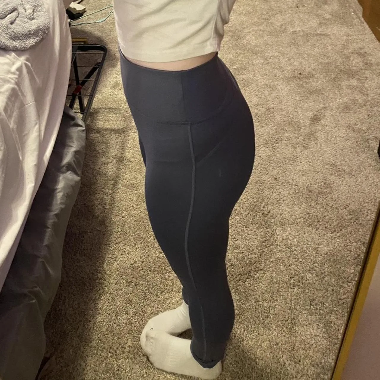 Abercrombie & Fitch Women's Grey and Navy Leggings - Image 2