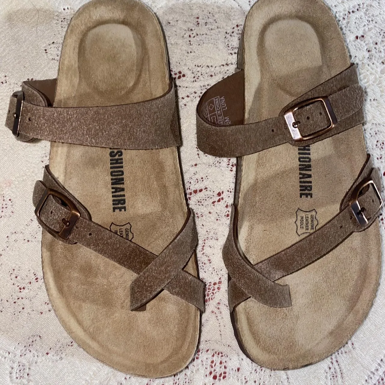 Women's Brown and Tan Sandals