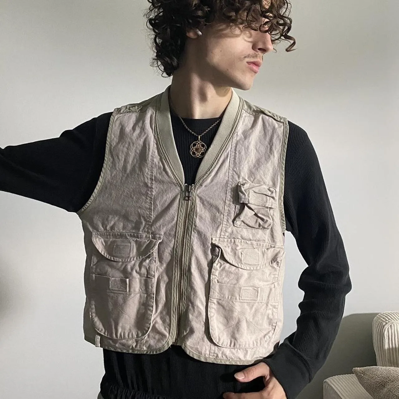 Columbia Sportswear Men's Cream and Tan Gilet