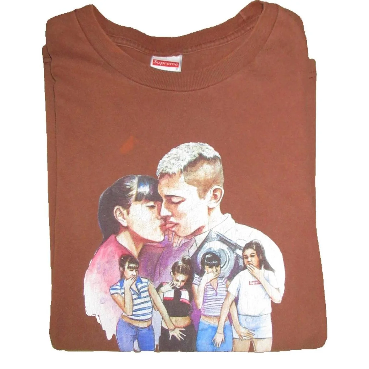 Supreme Men's Brown and Orange T-shirt - Image 2