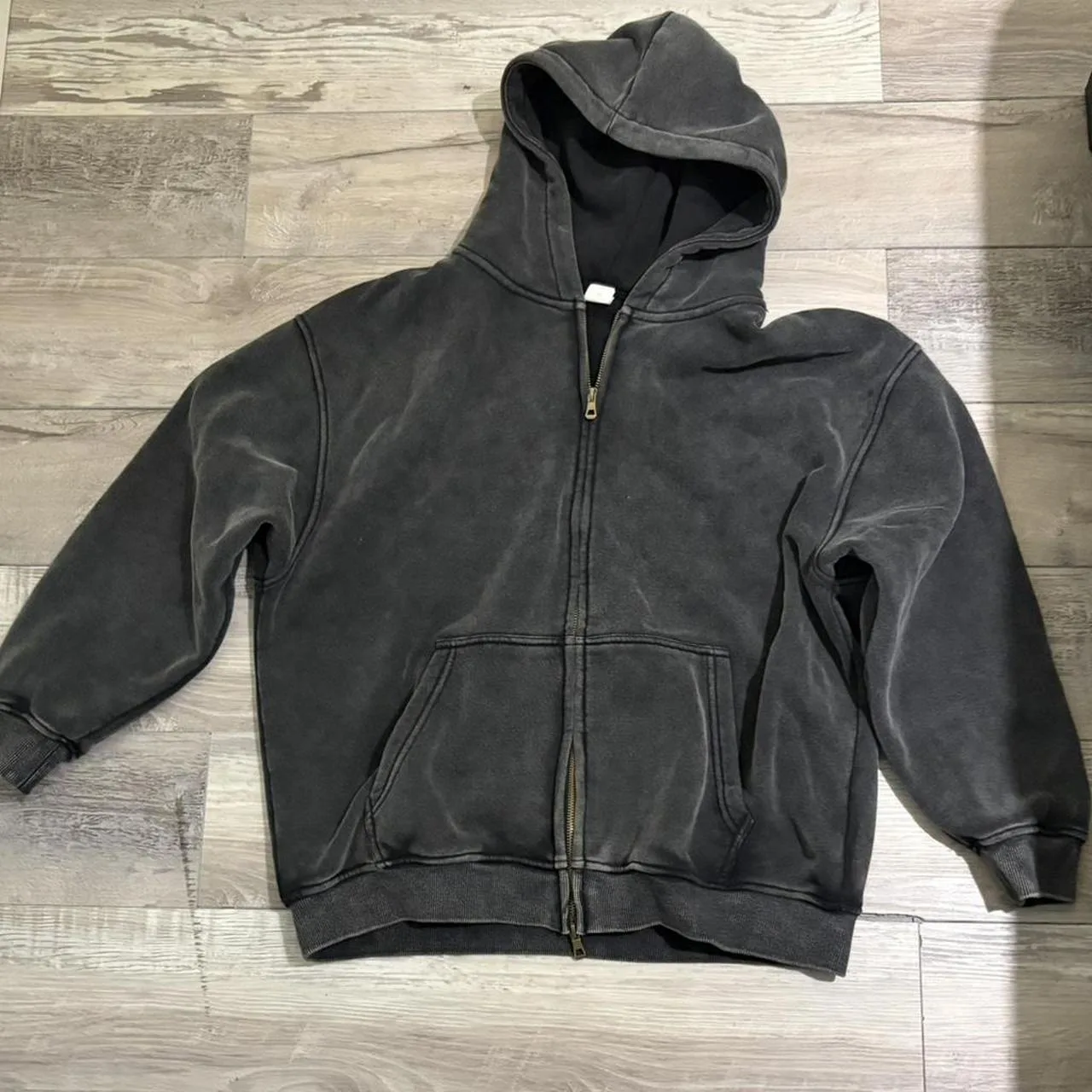 Men's Grey and Black Hoodie