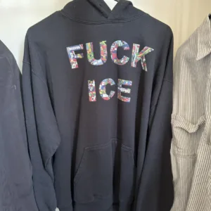 Men's Black and Navy Hoodie