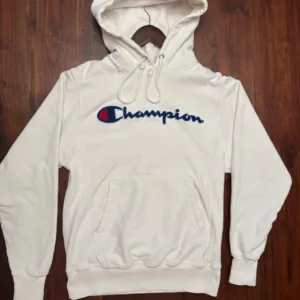 Champion Men's White and Cream Hoodie
