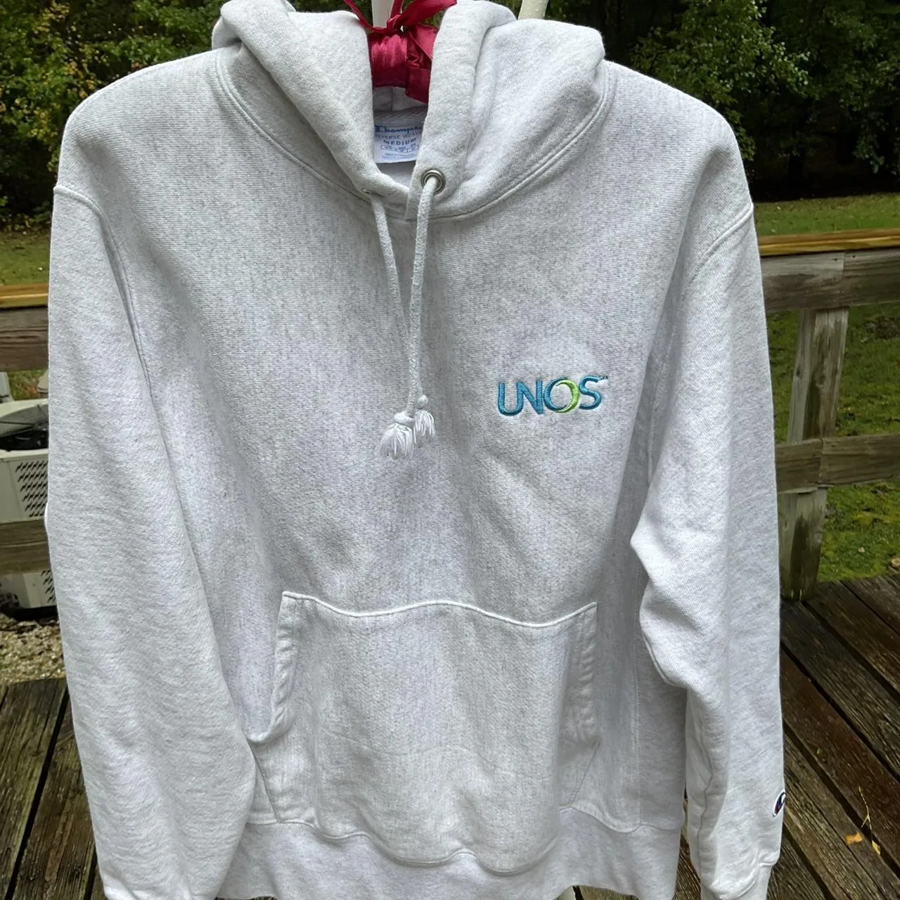 Champion Men's White and Grey Hoodie