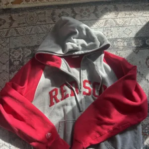 Majestic Athletic Men's Red and Grey Hoodie