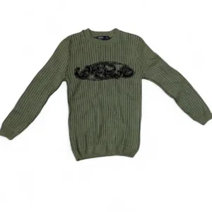 Boohoo Men's Green and Khaki Jumper