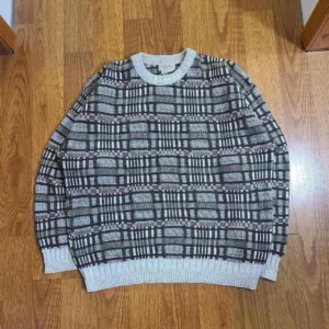 Coogi Men's Cream and Burgundy Jumper
