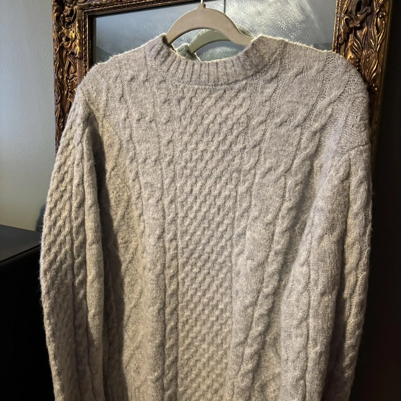 Urban Outfitters Men's Grey and Cream Jumper