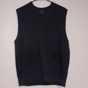 Lands' End Men's Grey and Black Jumper