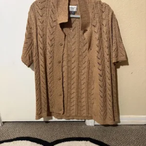 American Eagle Men's Tan and Brown Jumper