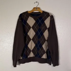 Tommy Hilfiger Men's Brown and Navy Jumper