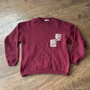 American Vintage Men's Burgundy and Red Jumper