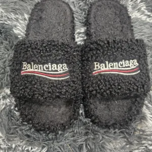 Balenciaga Men's Black and Red Slides