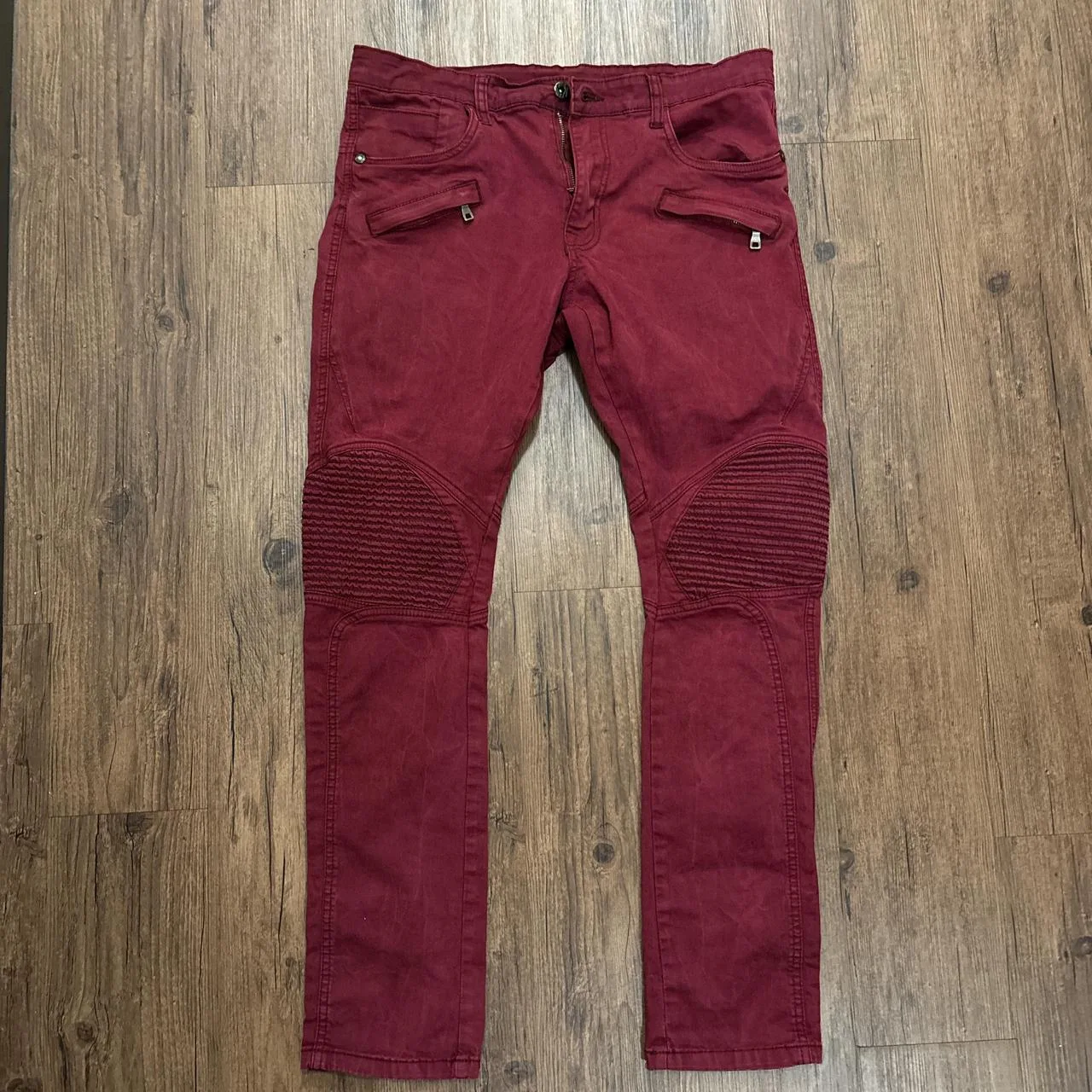Men's Burgundy and Red Jeans