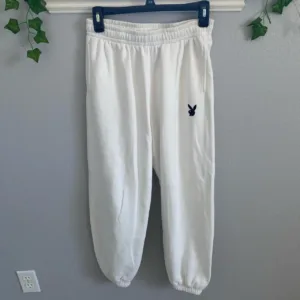 PacSun Women's White and Cream Joggers-tracksuits