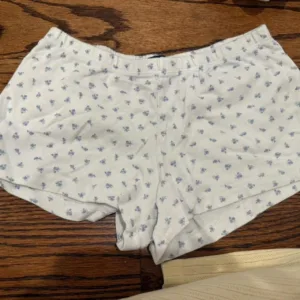 Brandy Melville Women's White and Blue Shorts