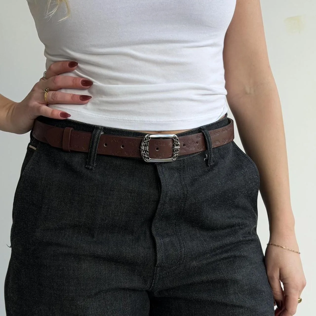 Women's White and Brown Belt - Image 3