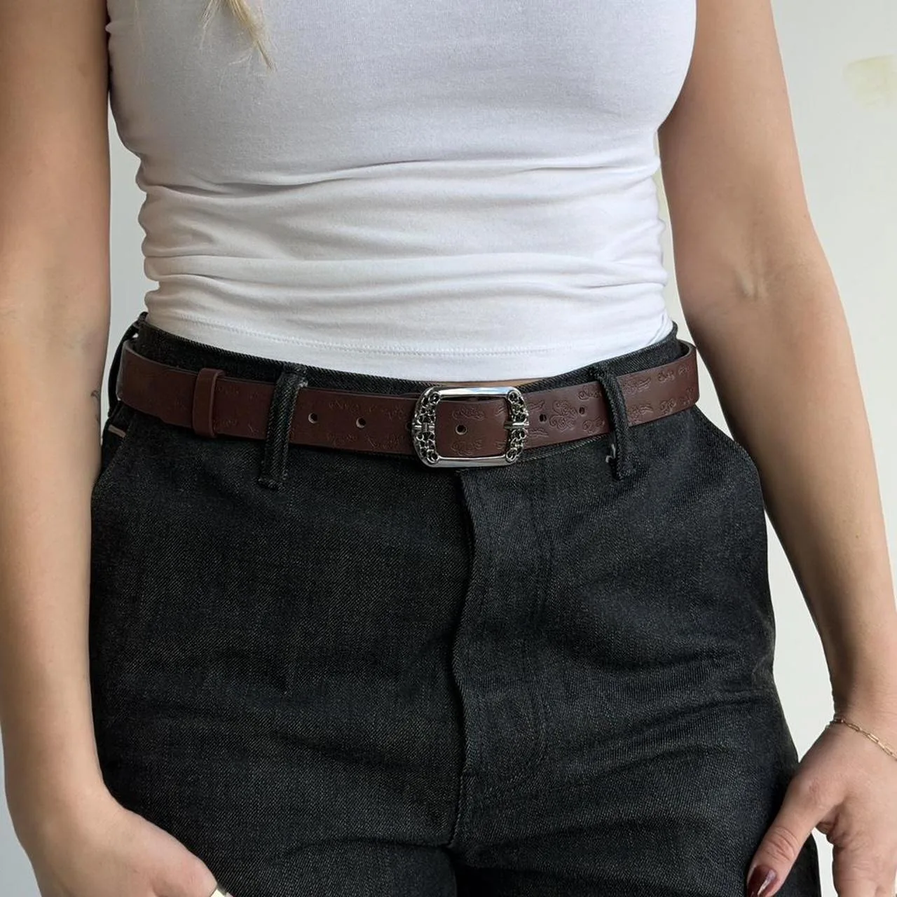 Women's White and Brown Belt - Image 6