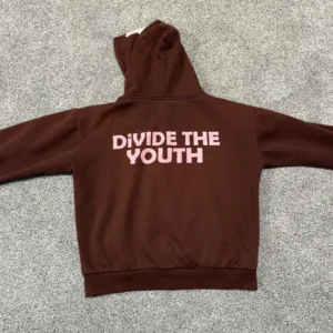 Men's Brown and Burgundy Hoodie