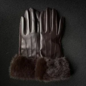 Women's Brown and Black Gloves