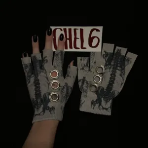 Women's Black and Grey Gloves