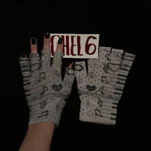 Women's Black and Grey Gloves