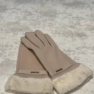 Women's Cream and Tan Gloves