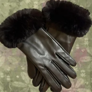 Women's Black and Brown Gloves