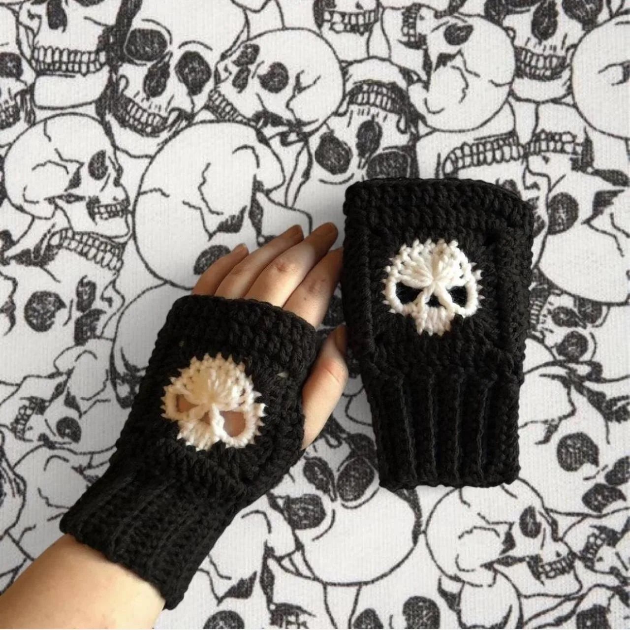 Women's Black and White Gloves
