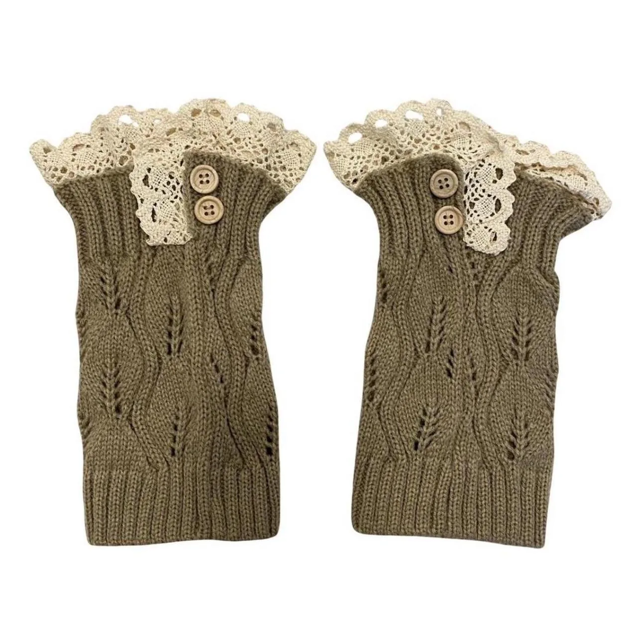 Women's Cream and Tan Gloves