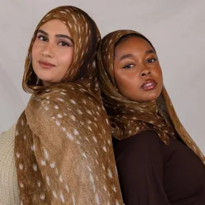 Women's Brown and Tan Scarf-wraps