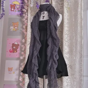 Women's Grey and Silver Scarf-wraps