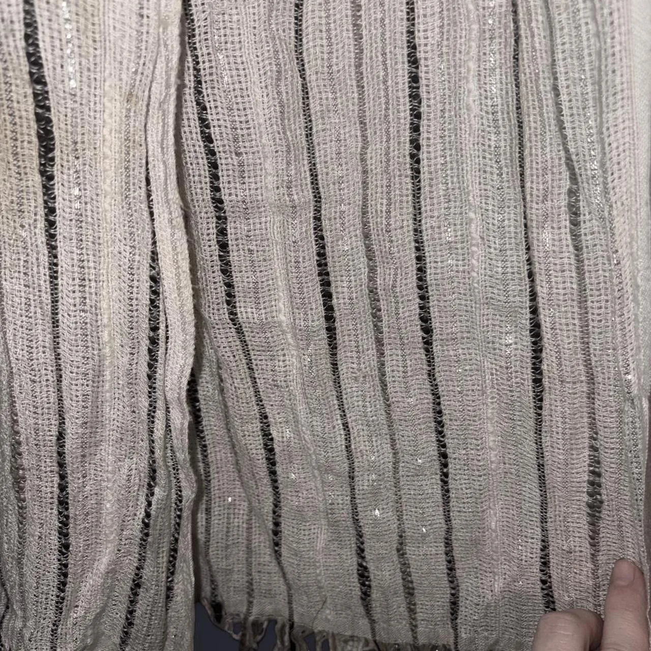 Women's Cream and Grey Scarf-wraps - Image 2