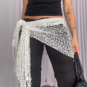 Women's White and Black Scarf-wraps