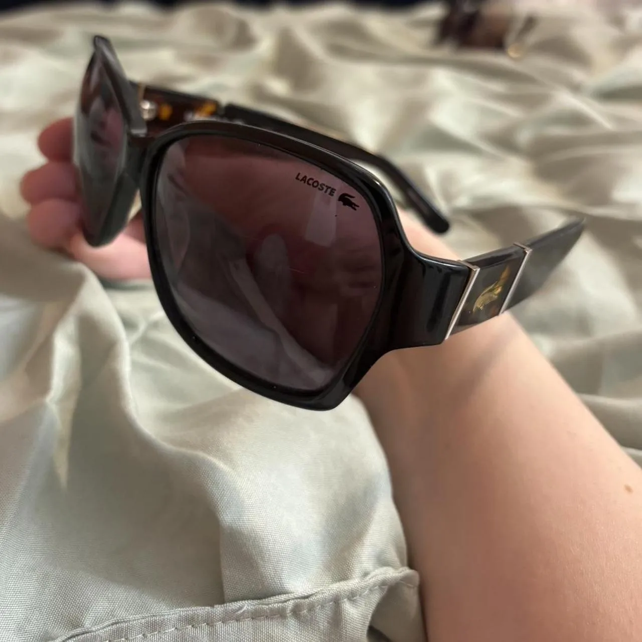 Lacoste Women's Black and Brown Sunglasses - Image 3