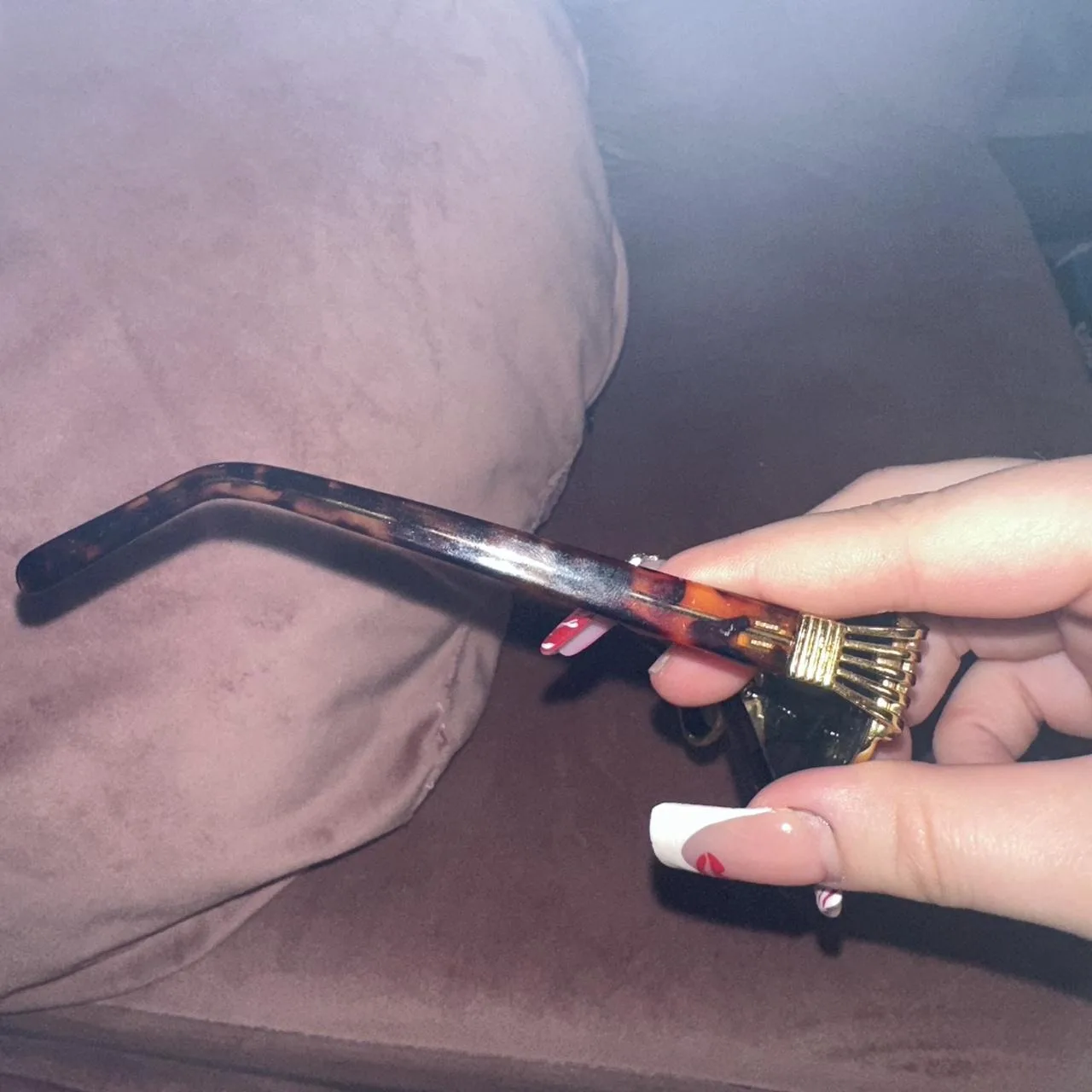 Women's Brown and Gold Sunglasses - Image 2