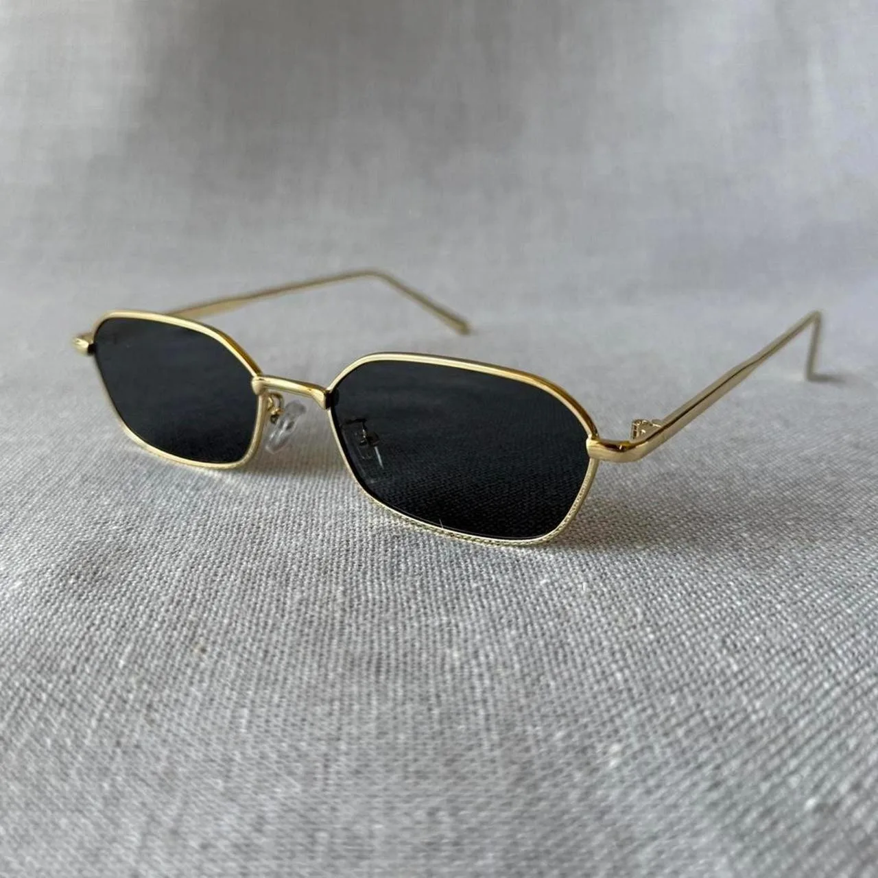 Women's Gold and Black Sunglasses - Image 2