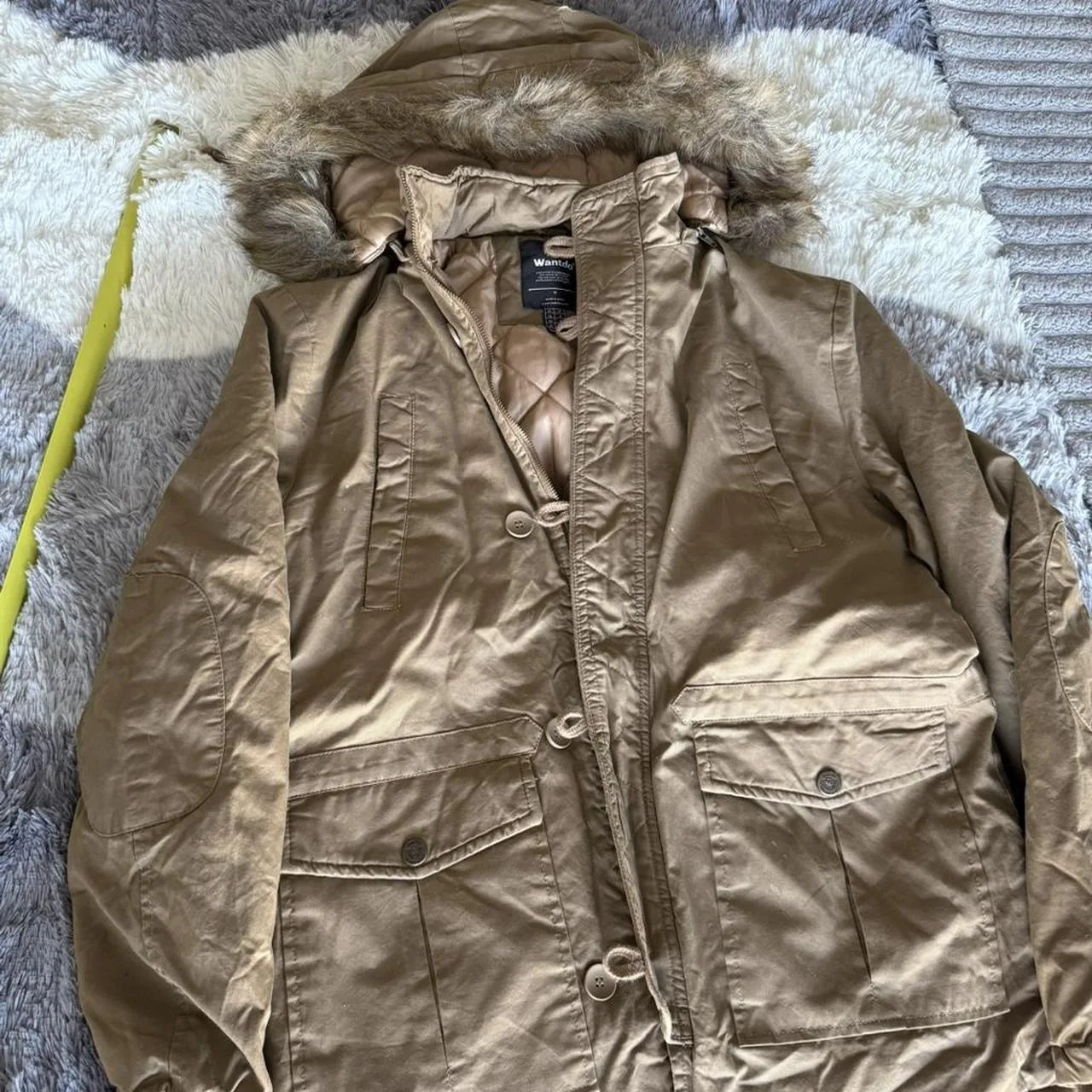 Men's Tan and Khaki Coat - Image 3