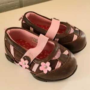 Faded Glory Girls' Brown and Pink First-shoes-baby-shoes
